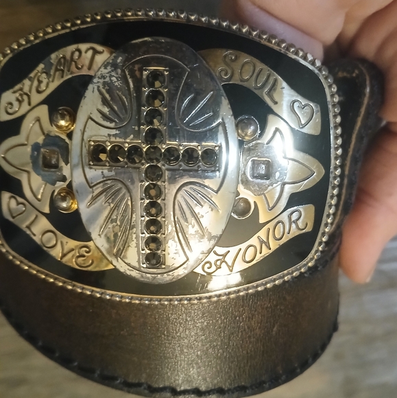 Brighton Heart Soul Love Honor Leather Belt. - Picture 3 of 15